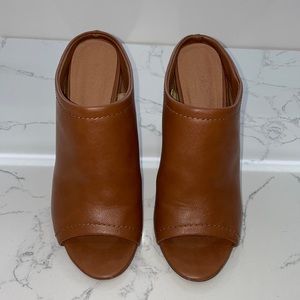 Mossimo Cognac open toe heeled mules